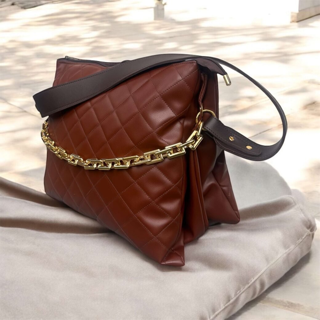 Dark Brown Quilted Bag - Image 4